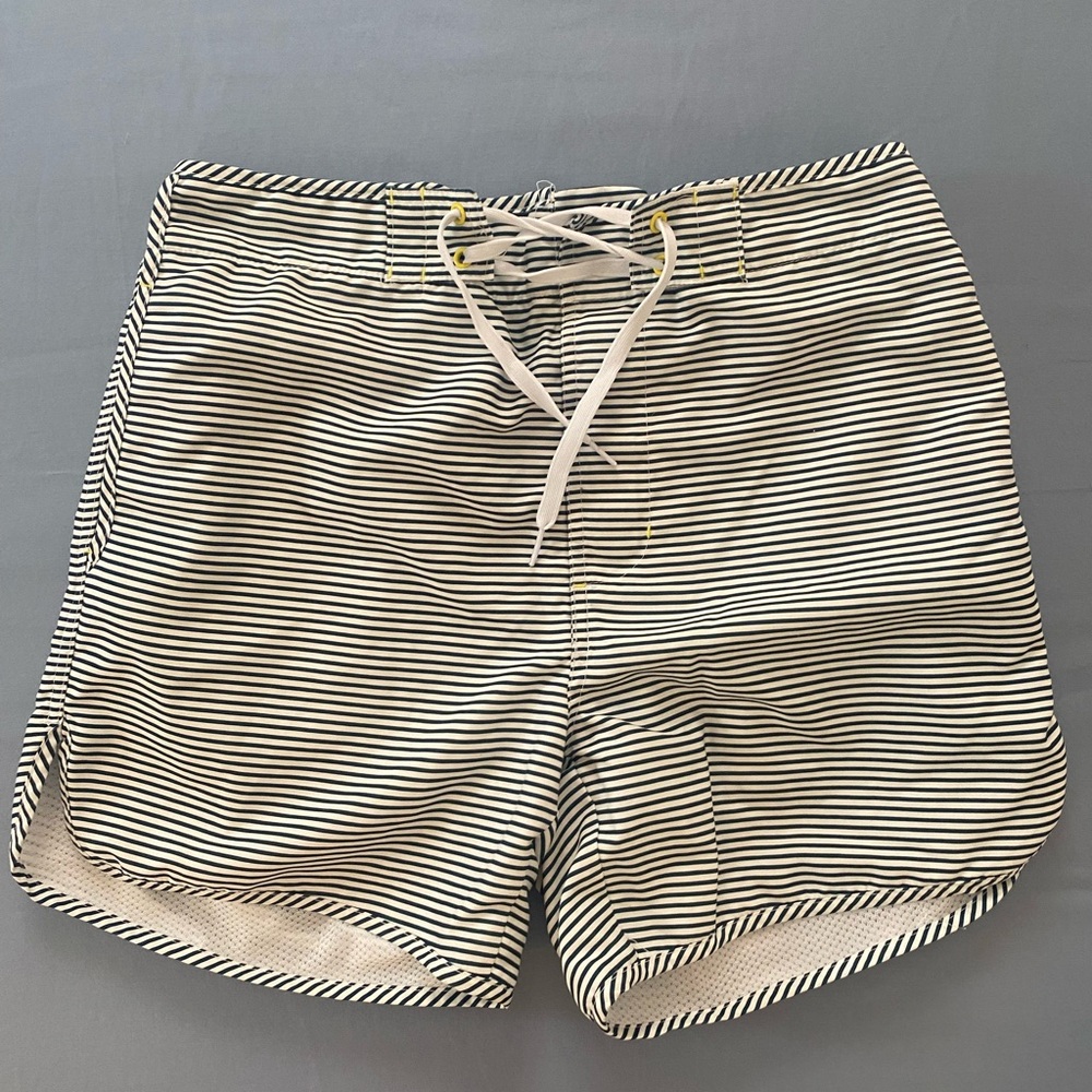 Blue and White Striped Bathing Trunks